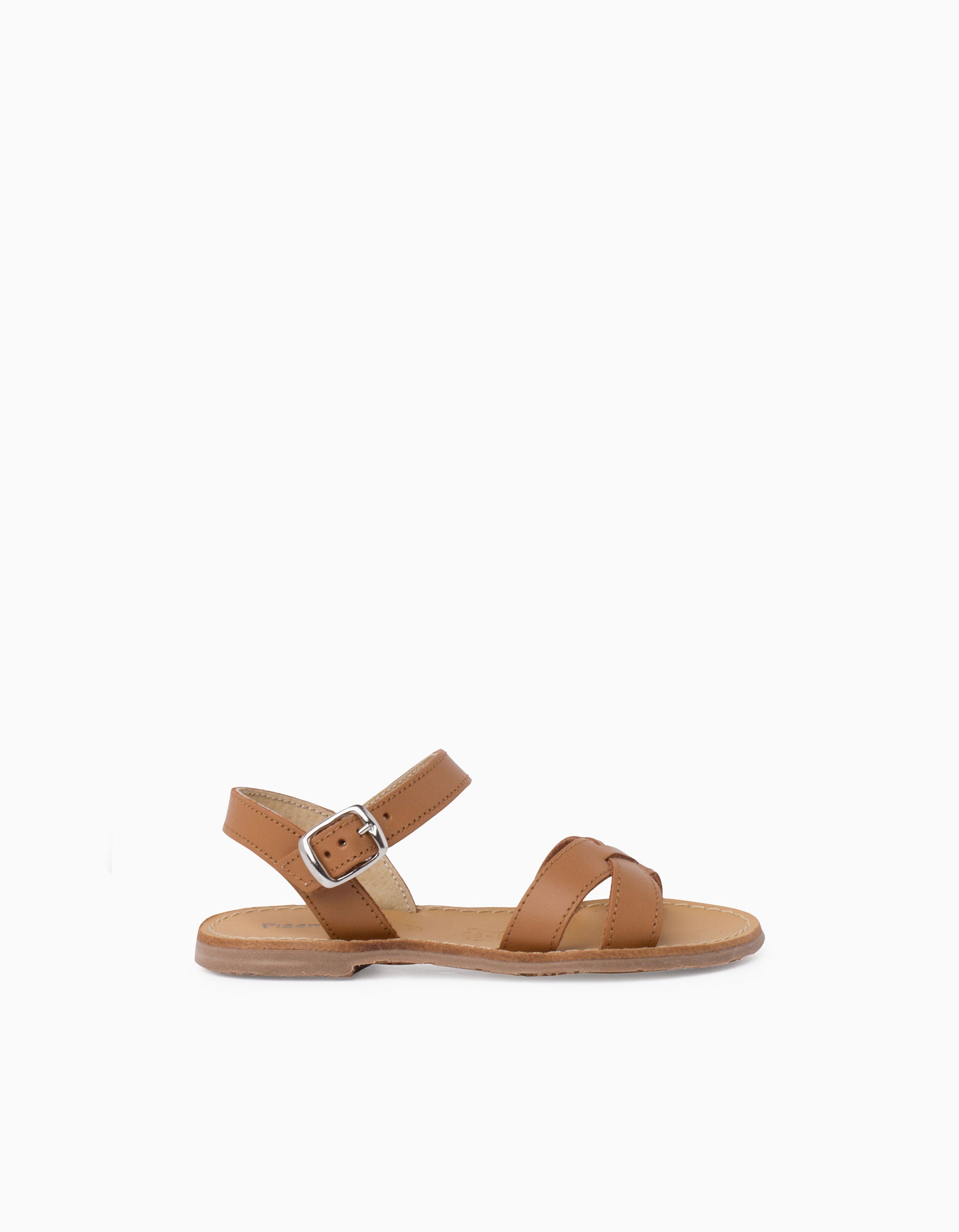 Sandales en cuir avec brides croisées Pisamonas pour fille, camel