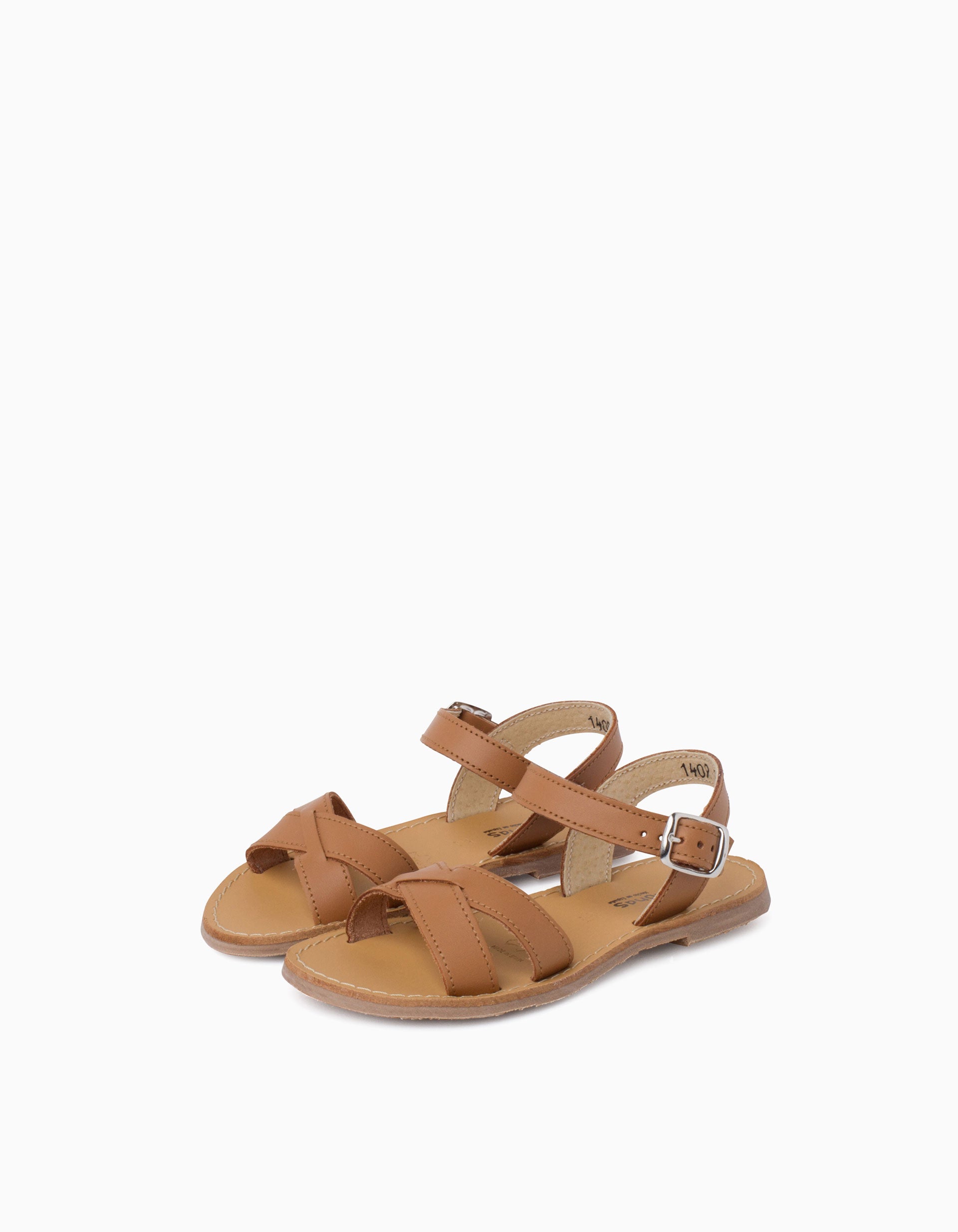 Sandales en cuir avec brides croisées Pisamonas pour fille, camel