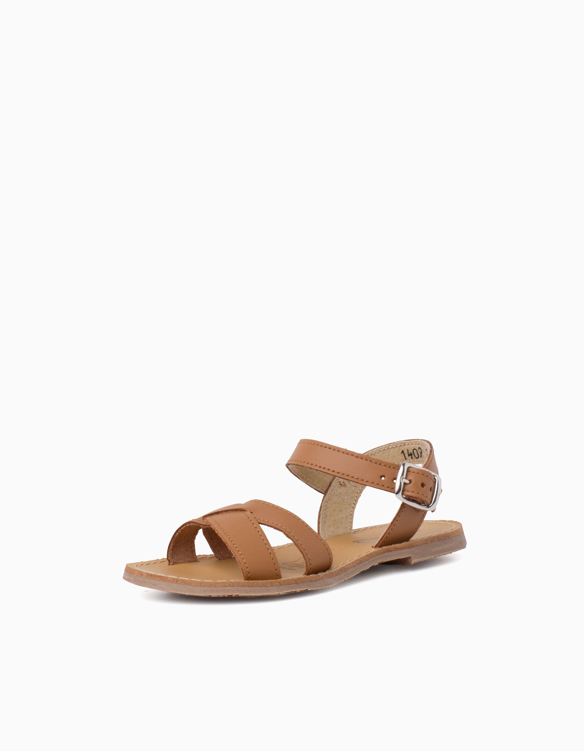 Sandales en cuir avec brides croisées Pisamonas pour fille, camel