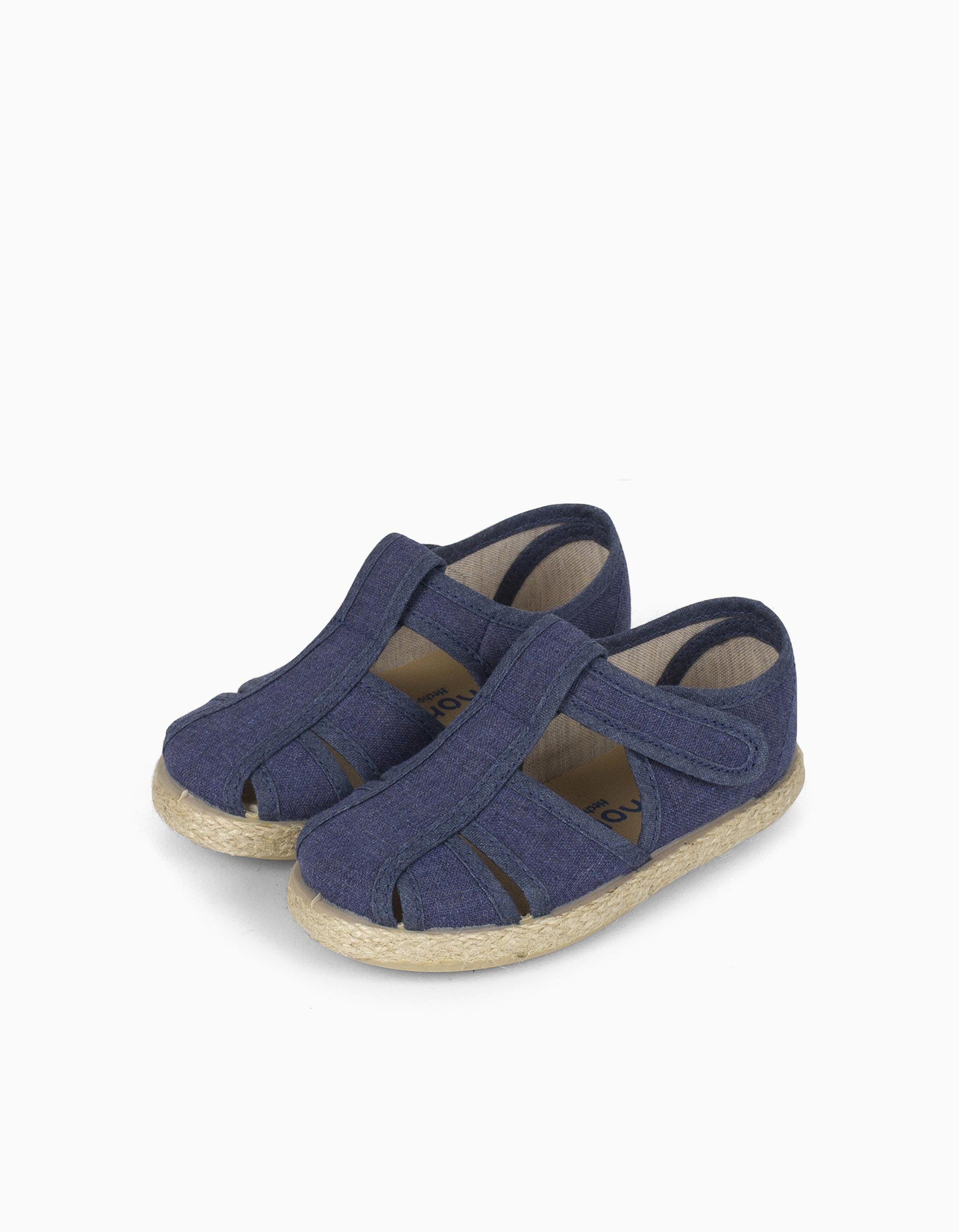 Sandales en toile et jute Pisamonas pour bébé et garçon, bleu foncé