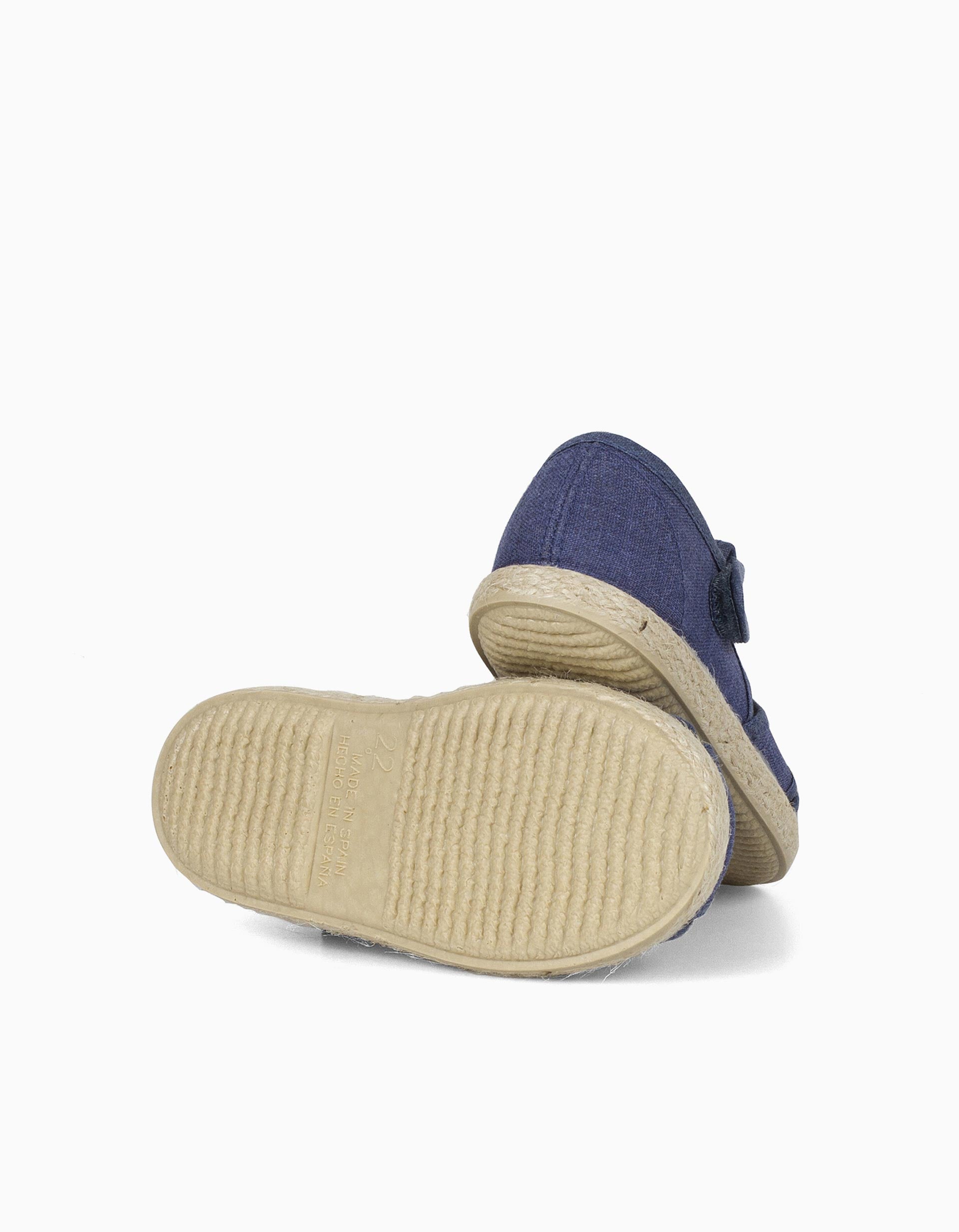 Sandales en toile et jute Pisamonas pour bébé et garçon, bleu foncé