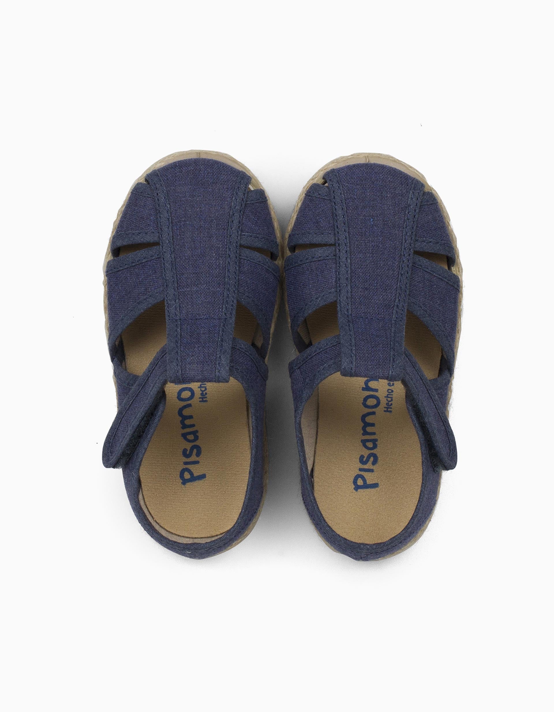 Sandales en toile et jute Pisamonas pour bébé et garçon, bleu foncé