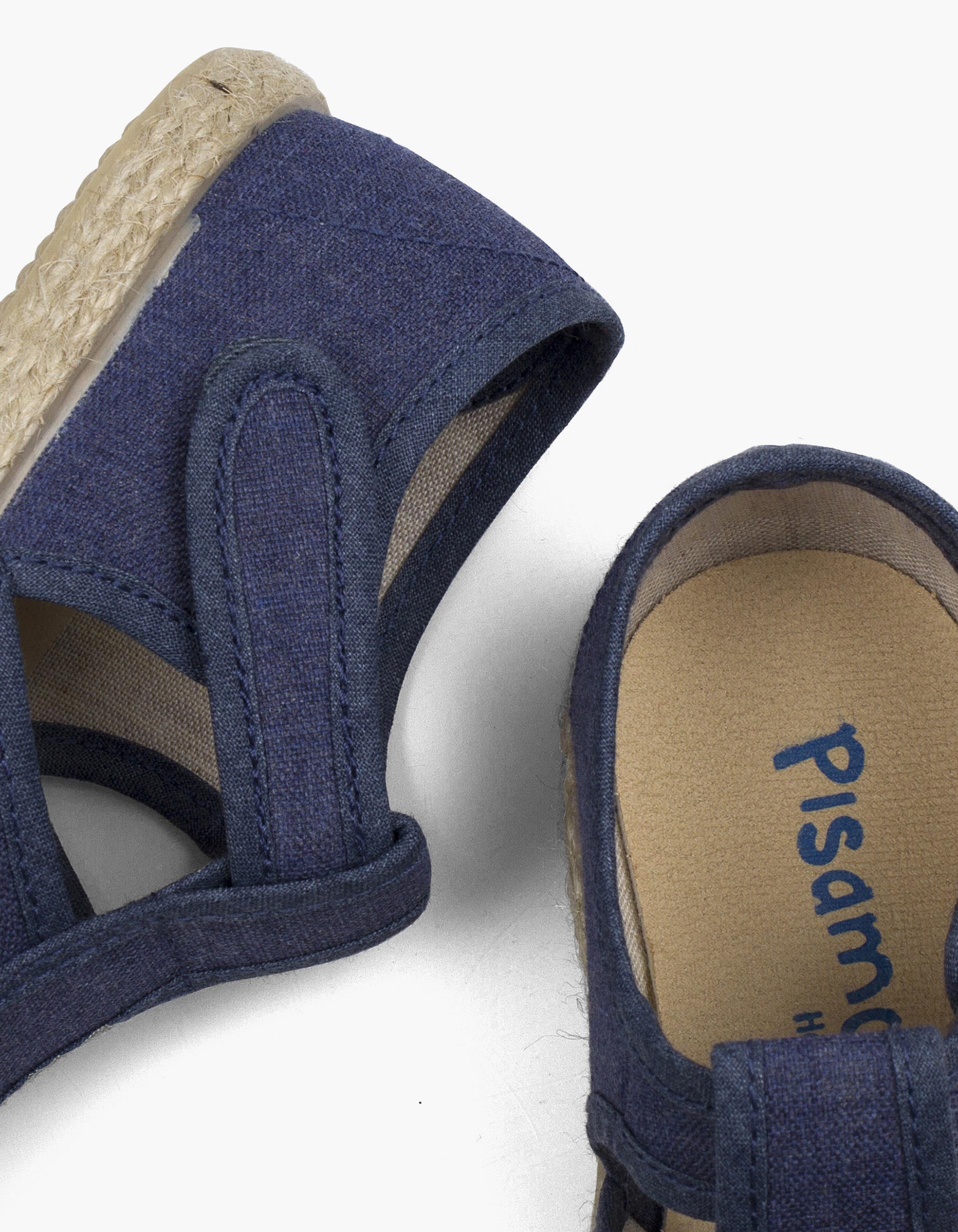Sandales en toile et jute Pisamonas pour bébé et garçon, bleu foncé