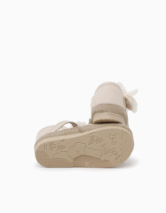 Pisamonas canvas espadrilles with bow for baby girls, off-white