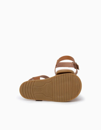 Sandalias Barefoot de piel con hebilla Pisamonas para niña, camel