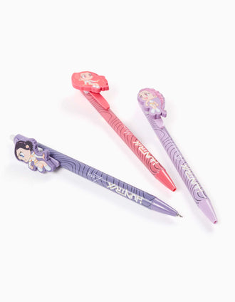 Pack de 3 canetas de gel apagáveis K-Pop Demon Hunters para menina, 3A+