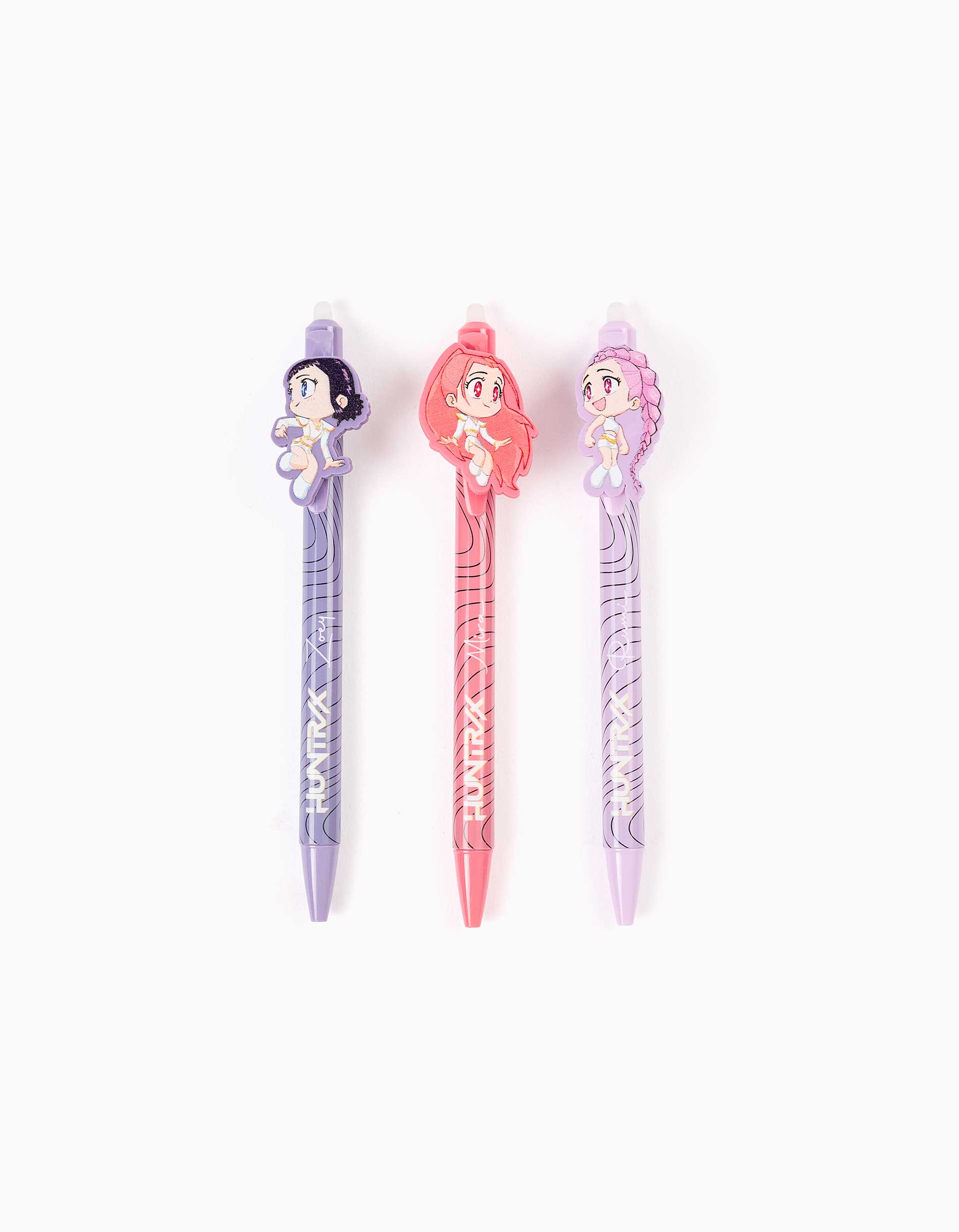 Pack de 3 canetas de gel apagáveis K-Pop Demon Hunters para menina, 3A+