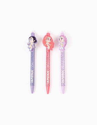 Pack de 3 canetas de gel apagáveis K-Pop Demon Hunters para menina, 3A+