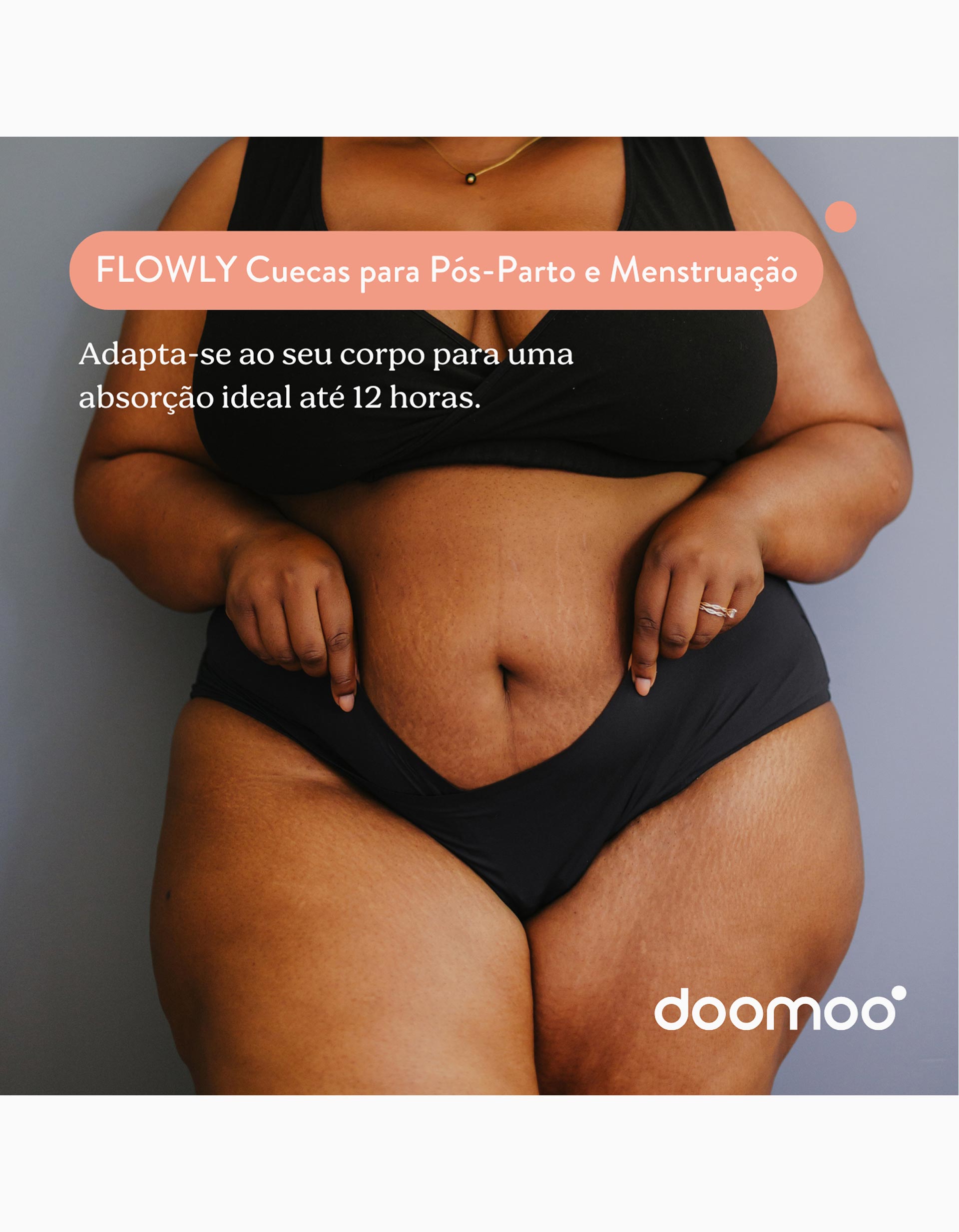 Cuecas para Pós-Parto e Menstruação Flowly Doomoo XS-S-M, Preto