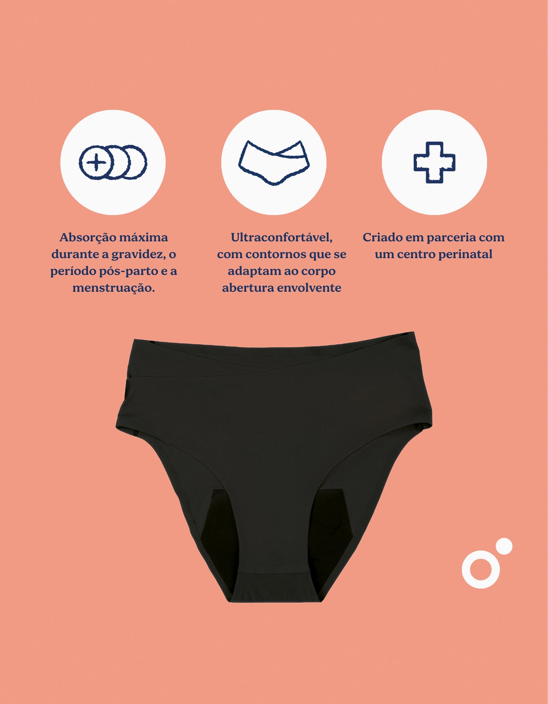 Cuecas para Pós-Parto e Menstruação Flowly Doomoo XS-S-M, Preto