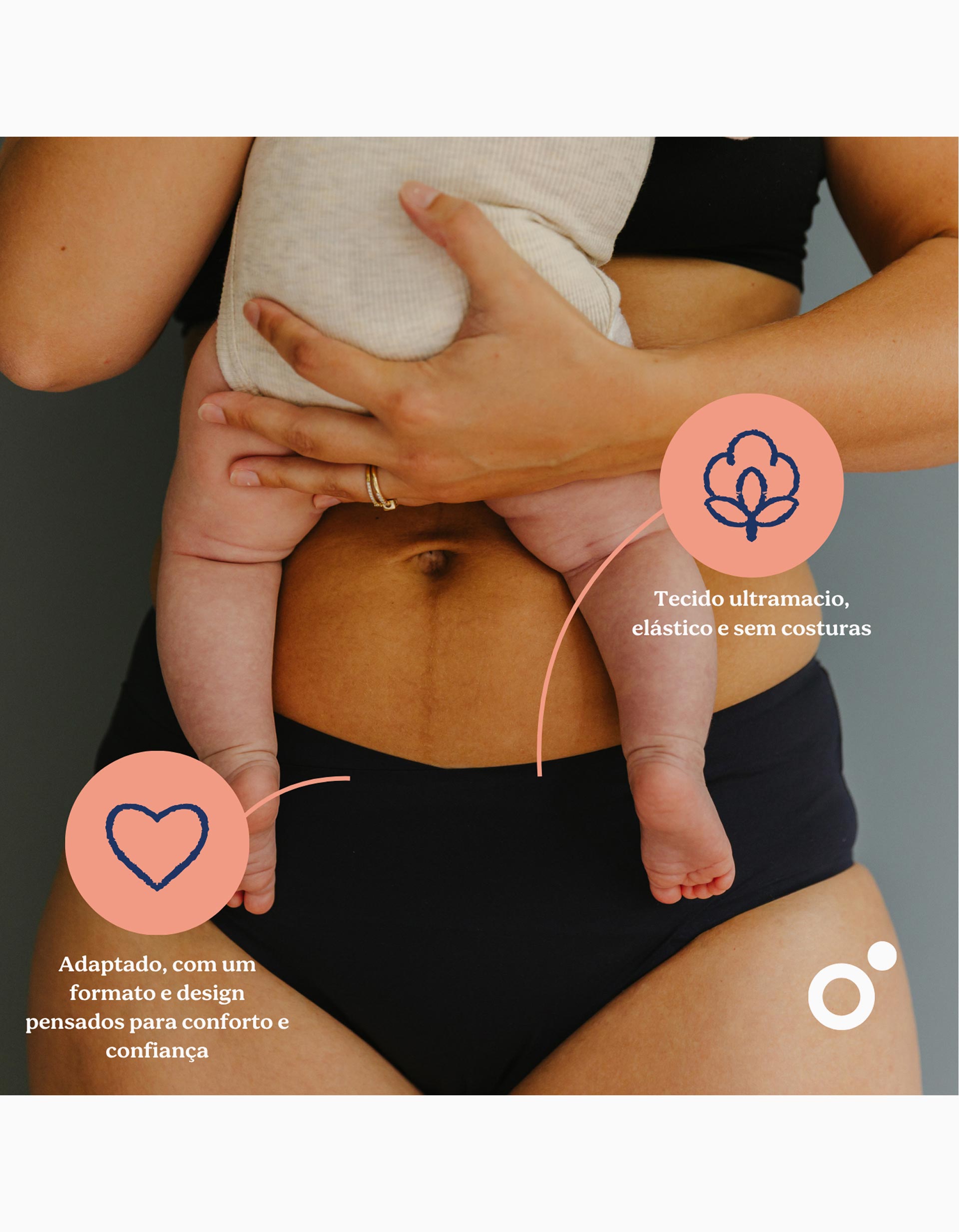 Cuecas para Pós-Parto e Menstruação Flowly Doomoo XS-S-M, Preto