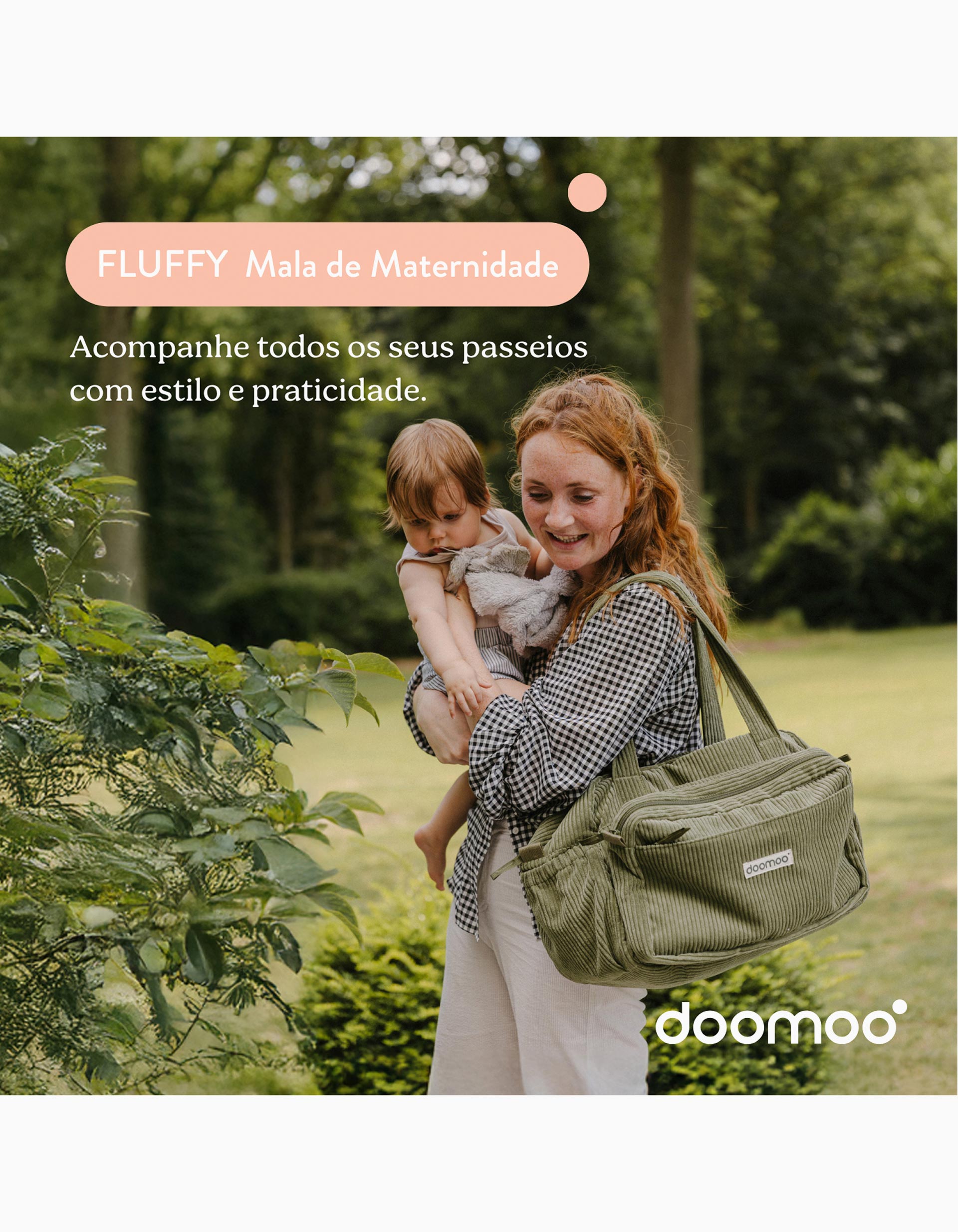 Nappy Bag in Corduroy Fluffy Doomoo, Khaki