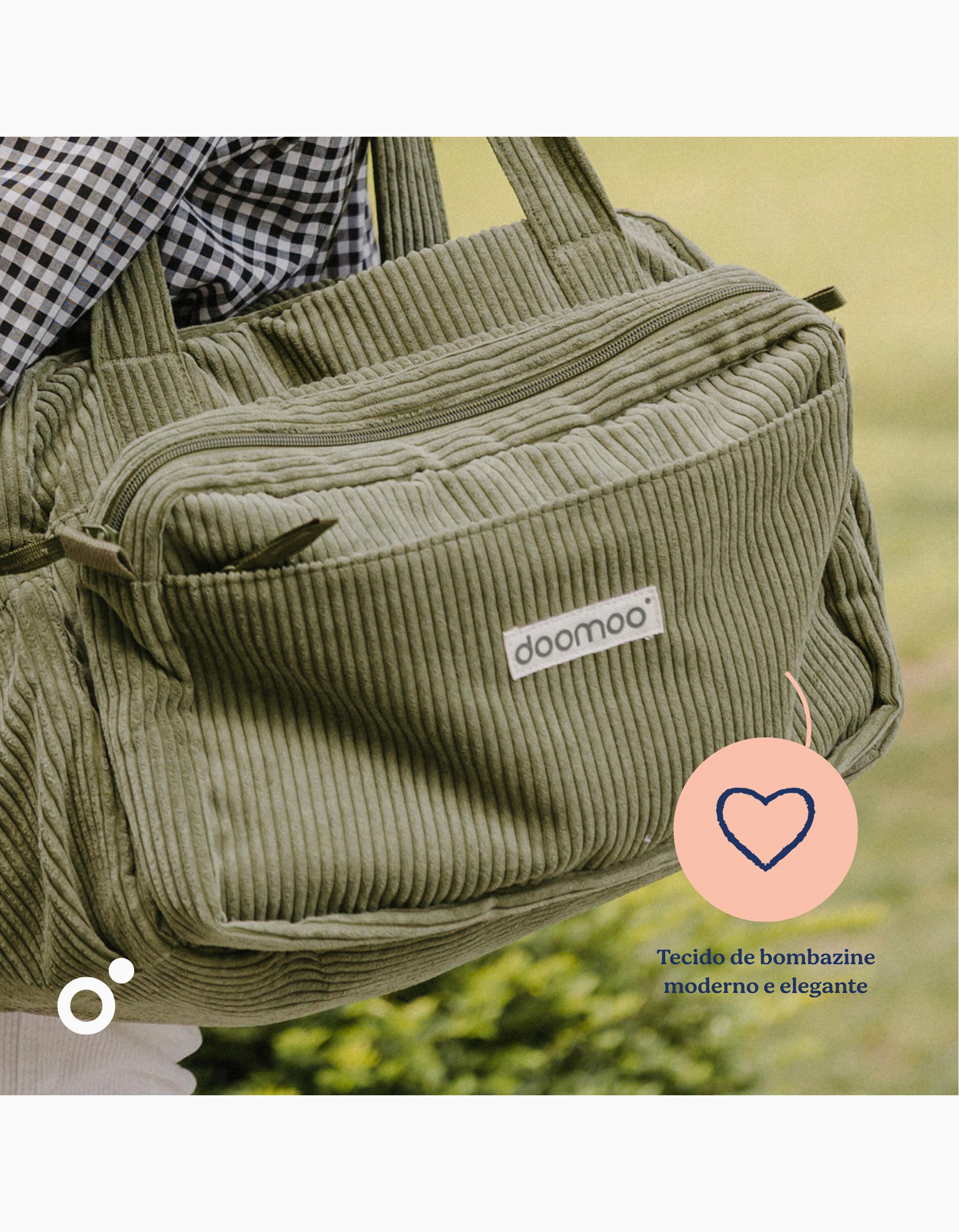 Nappy Bag in Corduroy Fluffy Doomoo, Khaki