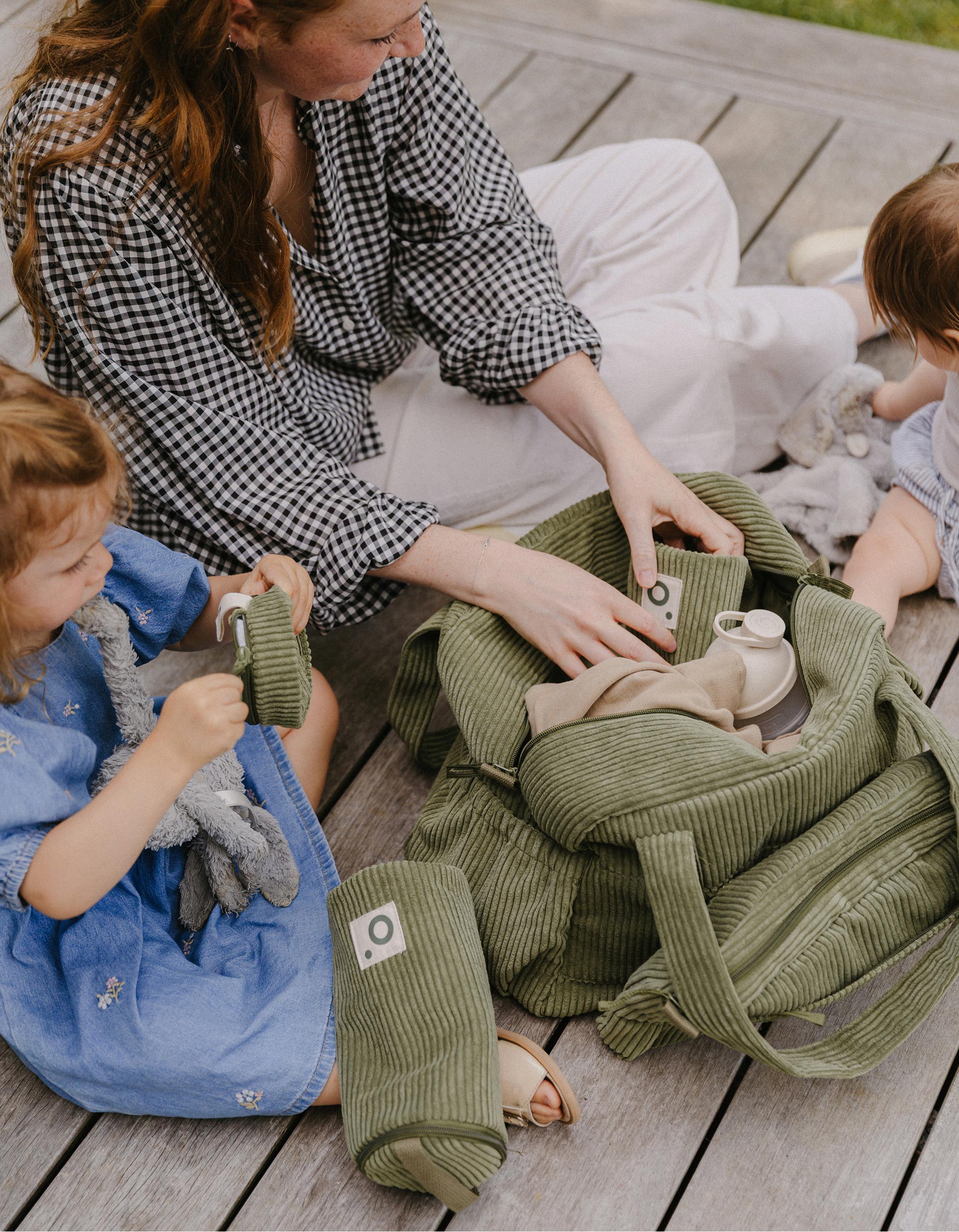 Nappy Bag in Corduroy Fluffy Doomoo, Khaki