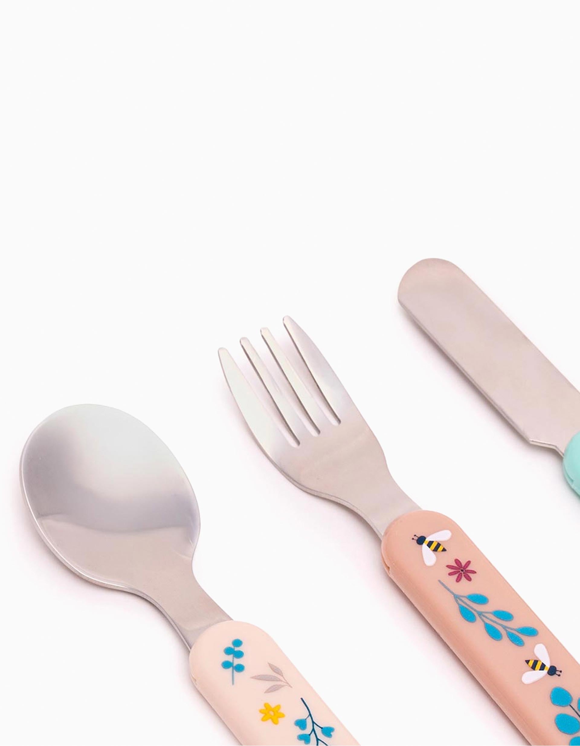 Set of 3 Stainless Steel Cutlery Set Dreamland Miniland 6M+
