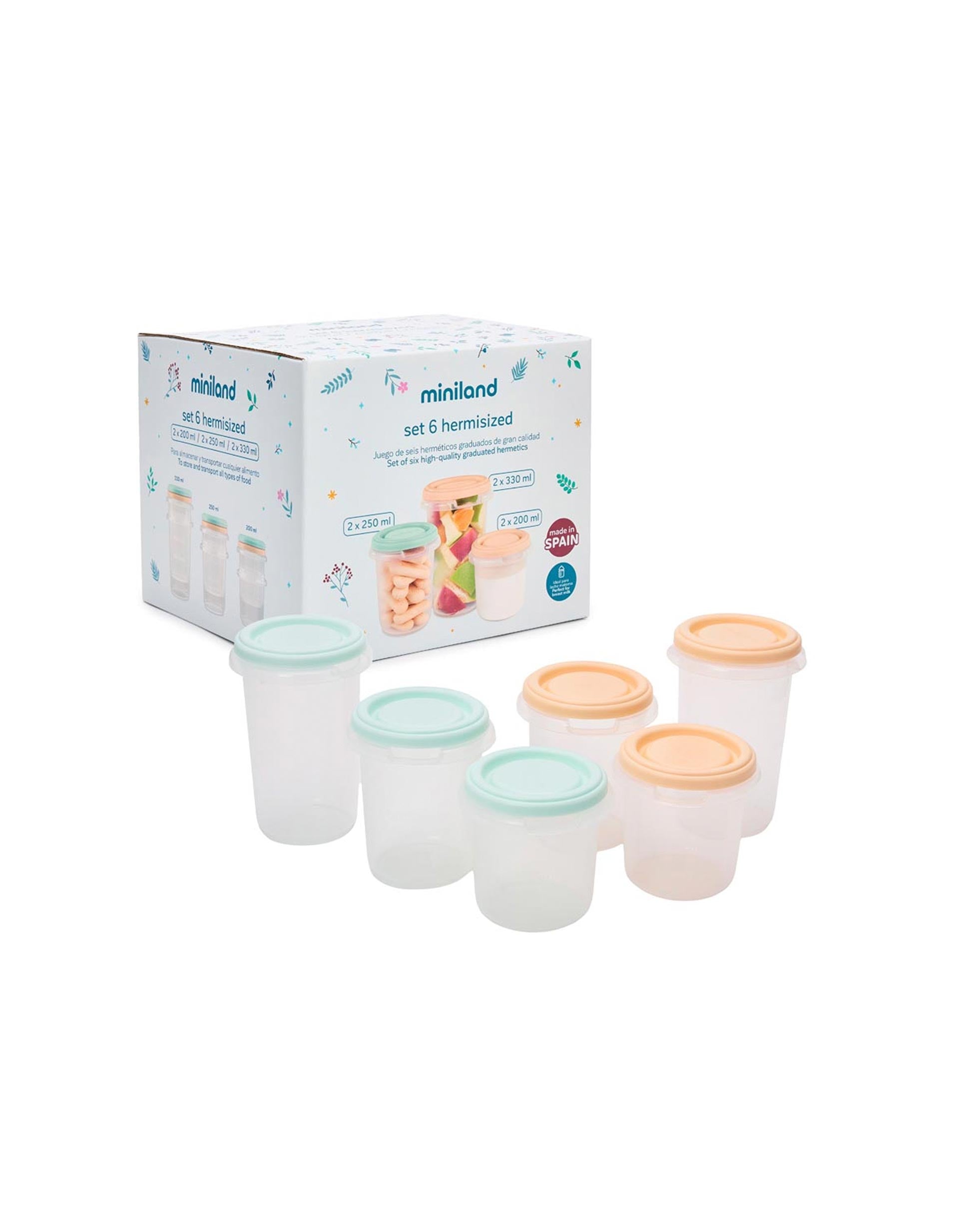 Set of 6 Hermisized Containers 200+250+330 ml Dreamland Miniland