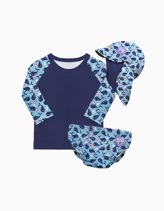 Ensemble de Bain Réutilisable 3 Pcs Blue Whale Bambino Mio 2-3 Ans