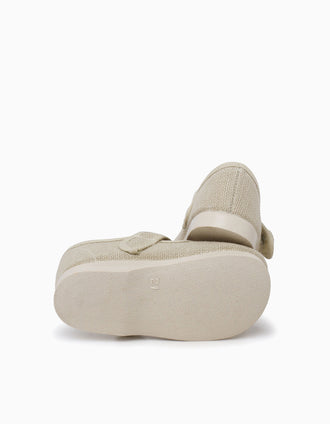 Babies en lin avec bride à scratch Pisamonas pour bébé, beige