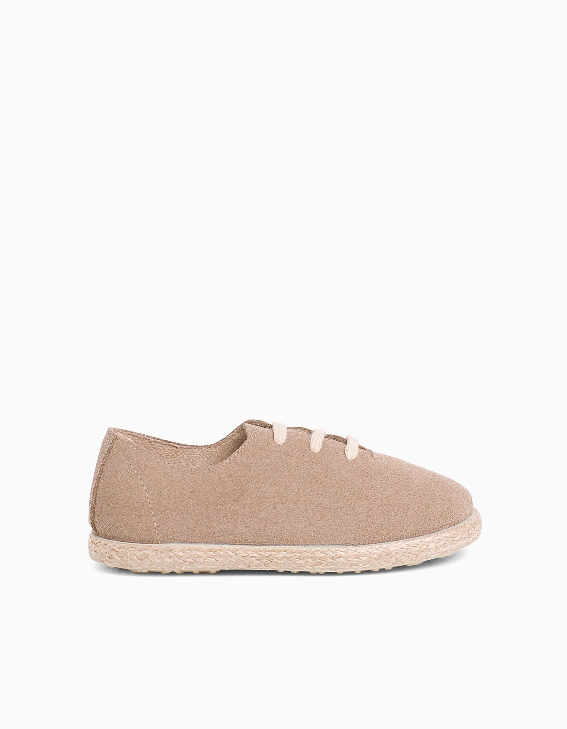 Baskets en daim et jute avec lacets Pisamonas pour enfant, beige