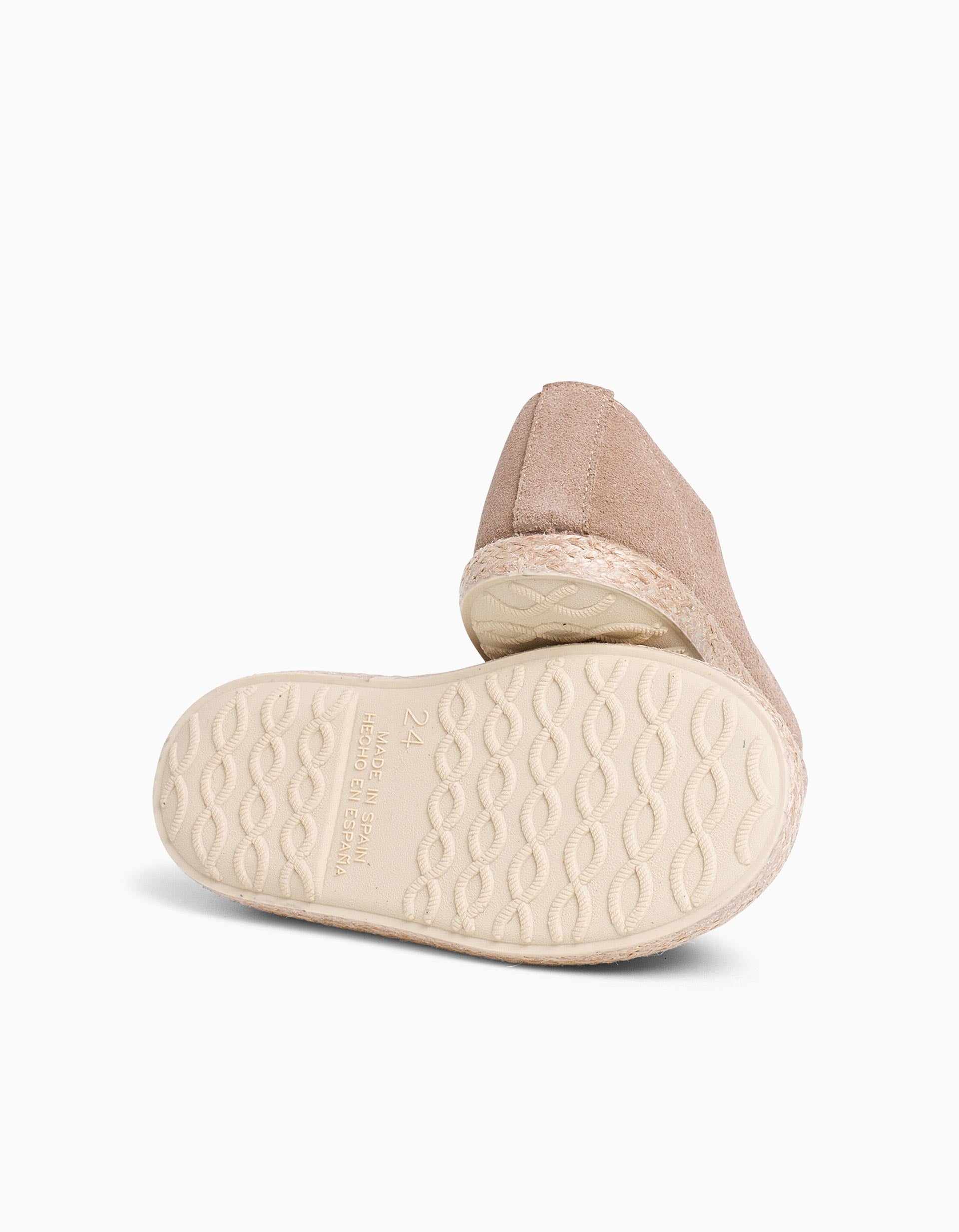 Baskets en daim et jute avec lacets Pisamonas pour enfant, beige
