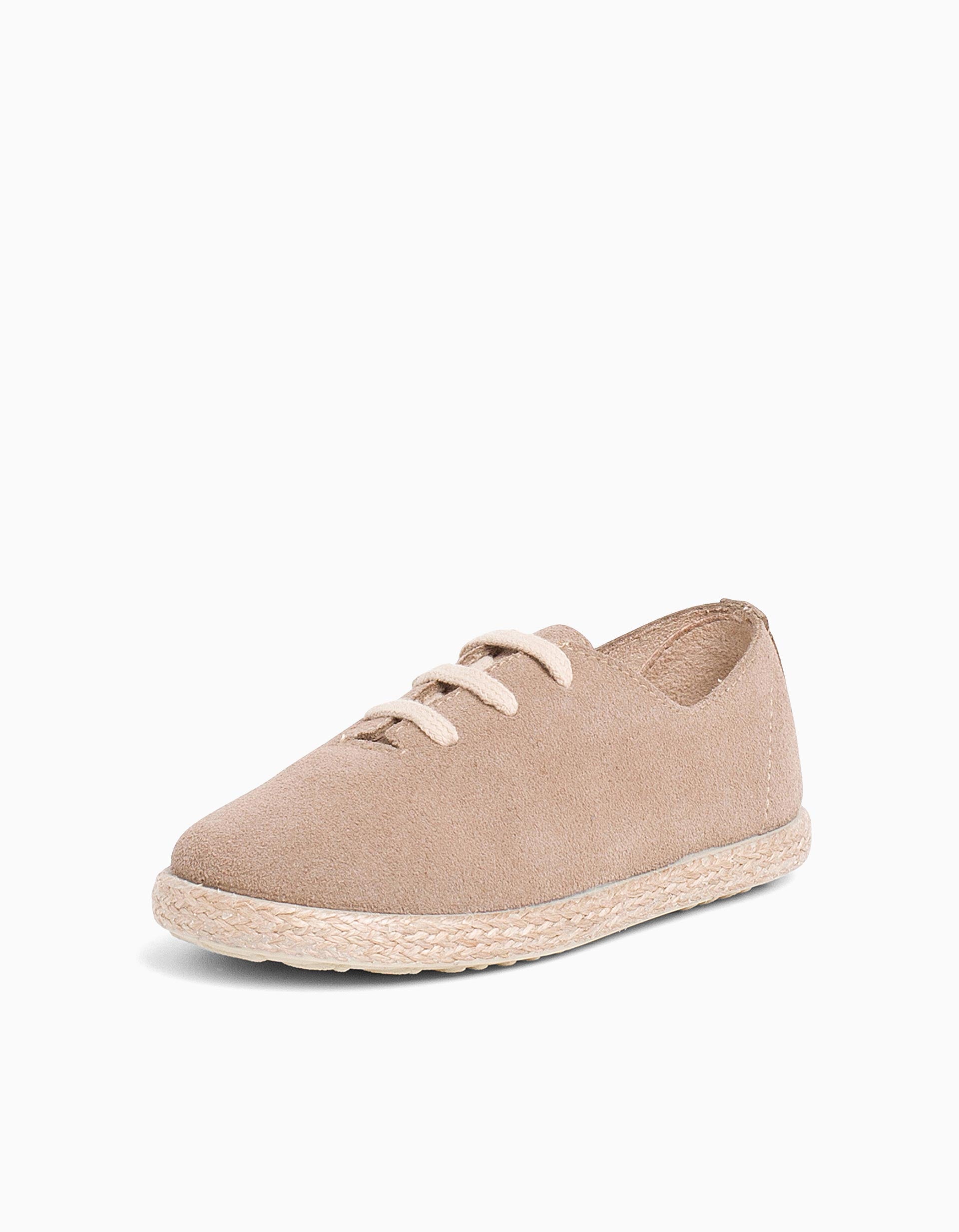 Baskets en daim et jute avec lacets Pisamonas pour enfant, beige