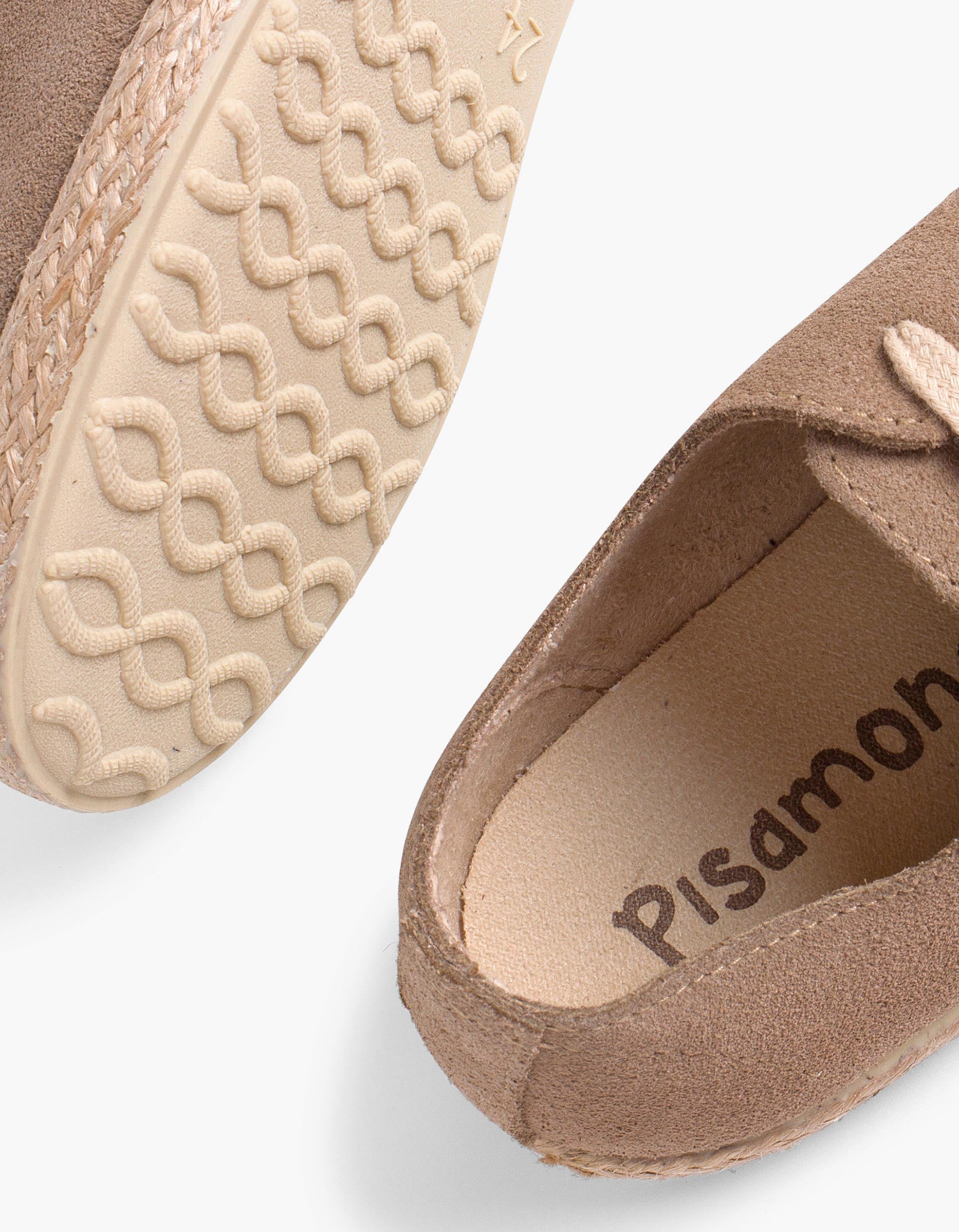 Baskets en daim et jute avec lacets Pisamonas pour enfant, beige