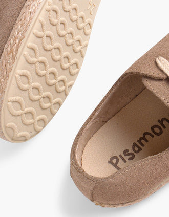 Baskets en daim et jute avec lacets Pisamonas pour enfant, beige