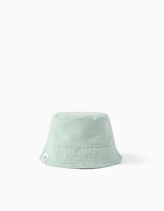Bob réversible 100 % recyclé pour bébé et enfant, vert clair/bleu clair