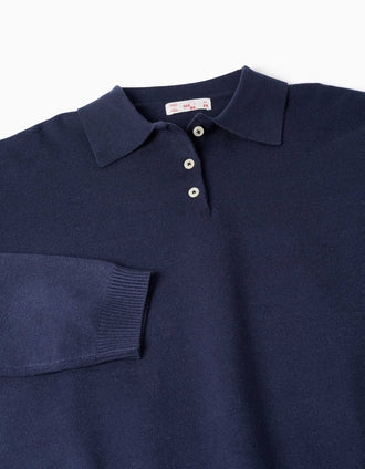 Knitted jumper with polo collar You&Me for women, navy blue