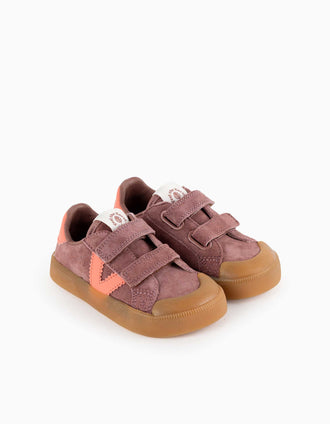 Baskets Victoria Barefoot en suède pour bébé et enfant, mauve