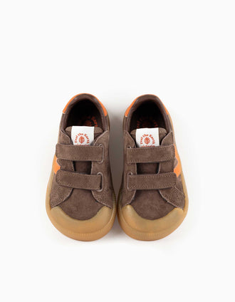 Baskets Victoria Barefoot en suède pour bébé et enfant, marron