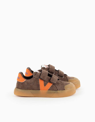 Baskets Victoria Barefoot en suède pour bébé et enfant, marron