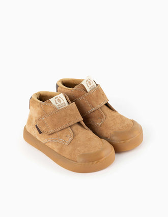 Bottines Victoria Barefoot en suède pour bébé et enfant, camel