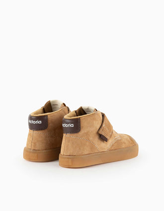 Bottines Victoria Barefoot en suède pour bébé et enfant, camel
