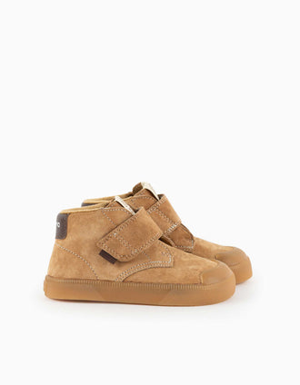 Bottines Victoria Barefoot en suède pour bébé et enfant, camel