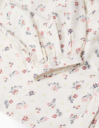 Long sleeve shirt with floral pattern You&Me for women, white