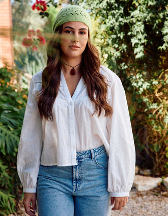 Long sleeve shirt with lace details You&Me for women, white