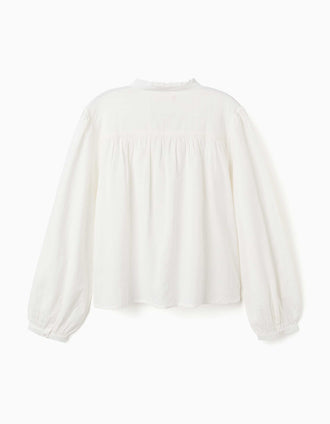 Long sleeve shirt with lace details You&Me for women, white