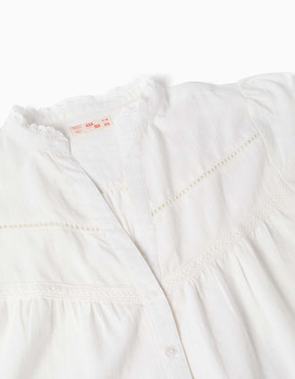 Long sleeve shirt with lace details You&Me for women, white