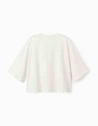 Cotton T-shirt with cut-out details You&Me for women, white