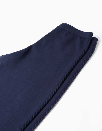 Calças de malha wide leg You&Me para mulher, azul-marinho