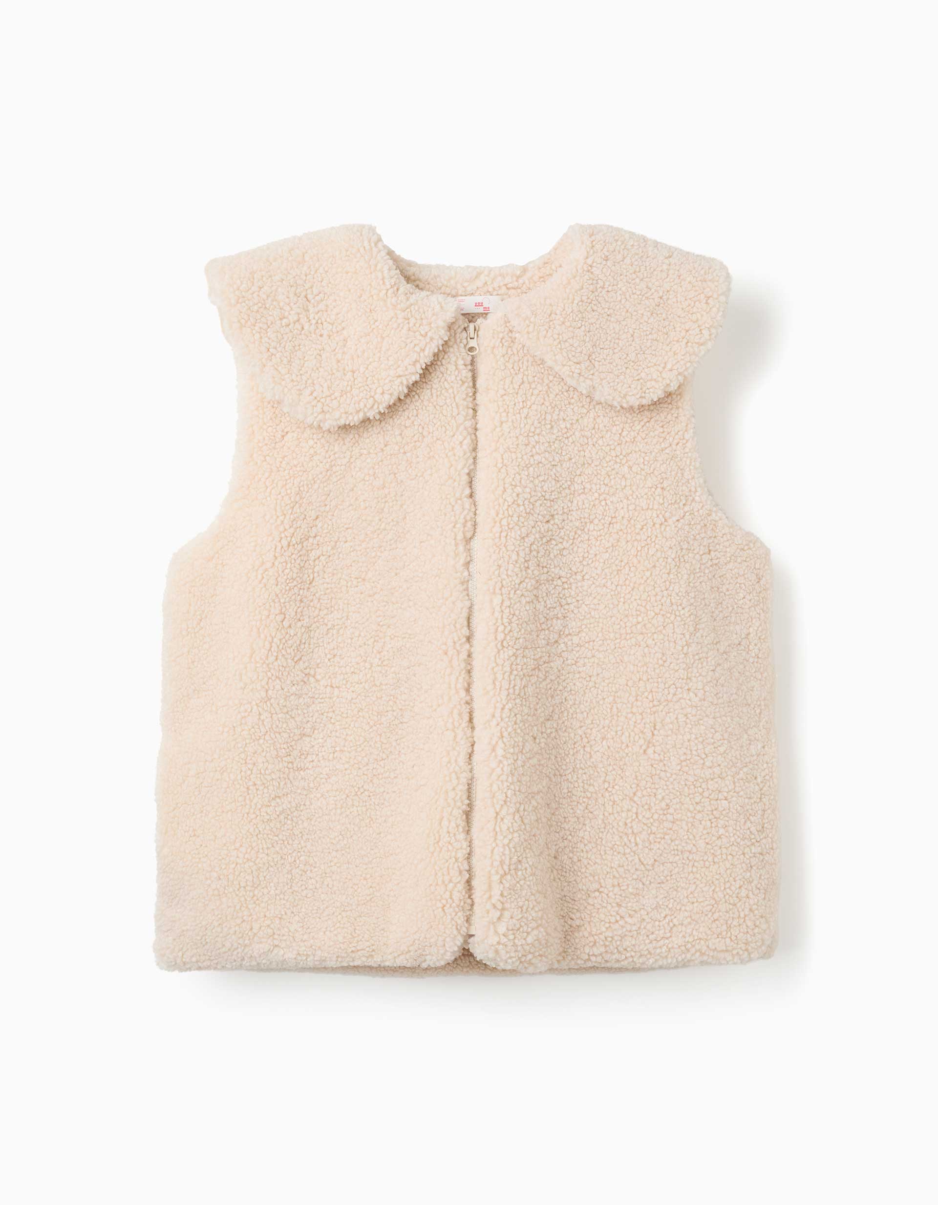 Padded sherpa vest with maxi collar You&Me for women, white