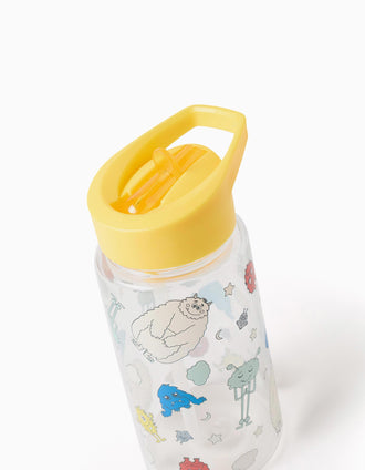 Garrafa de água Monstros das Emoções para criança, transparente/amarelo
