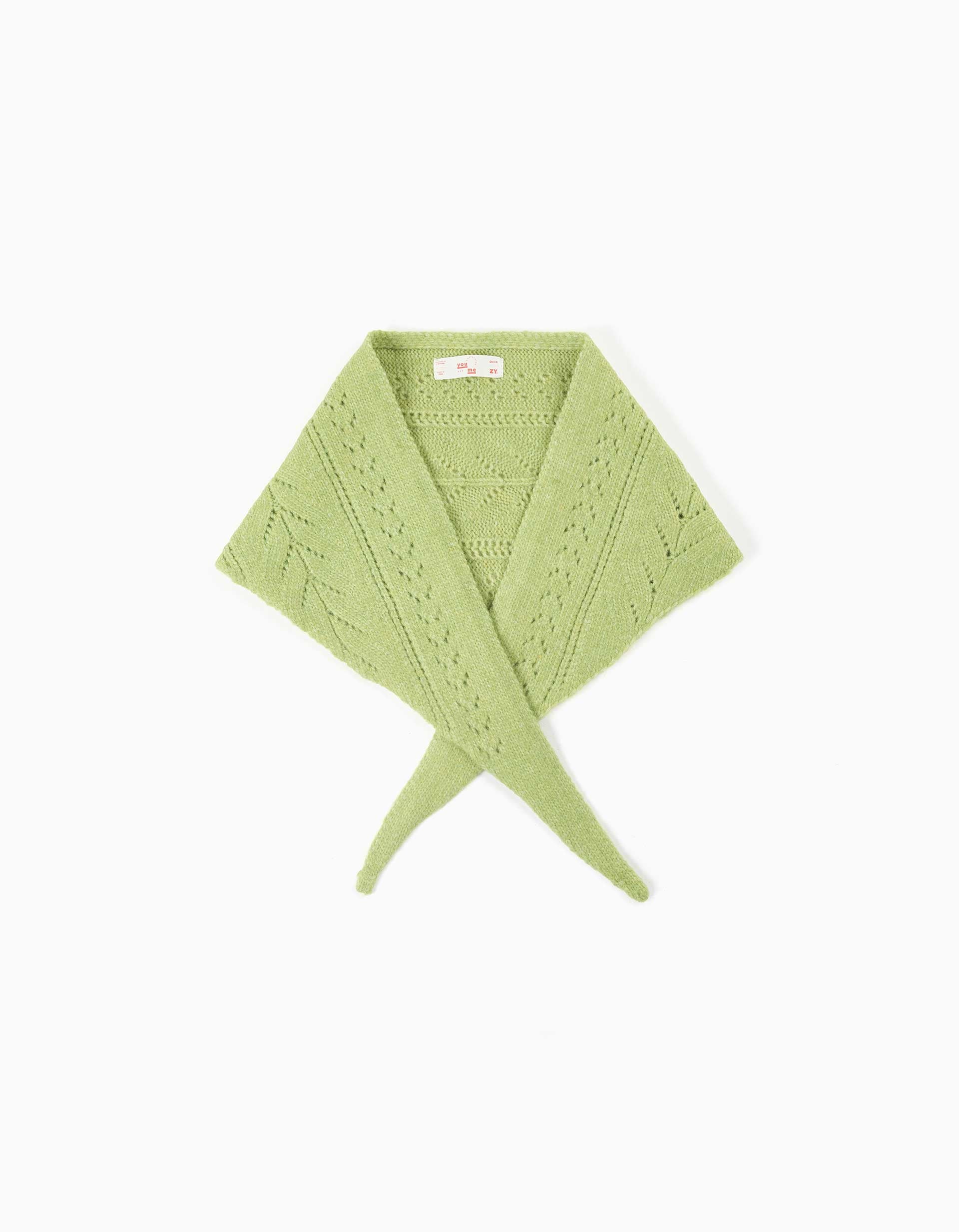 Knitted triangle scarf You&Me for women, lime green
