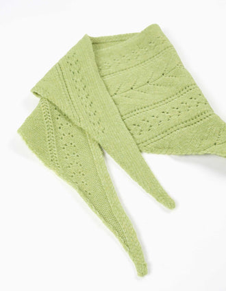 Knitted triangle scarf You&Me for women, lime green