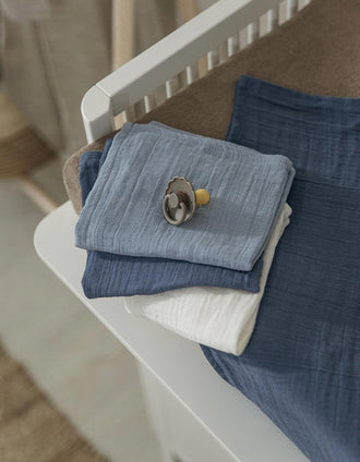 Lot de 3 Langes en Mousseline Meyco 70X70 cm, Natural Blue Indigo