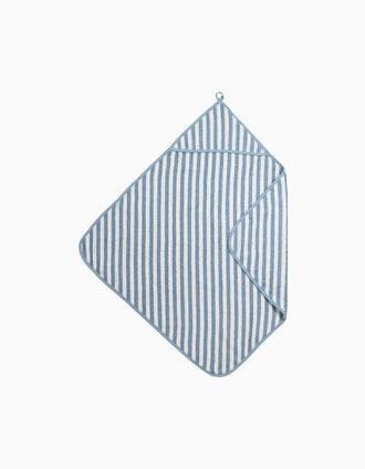 Toalla de Baño con Capucha a Rayas Meyco 75X75 Cm, Blanco/Azul