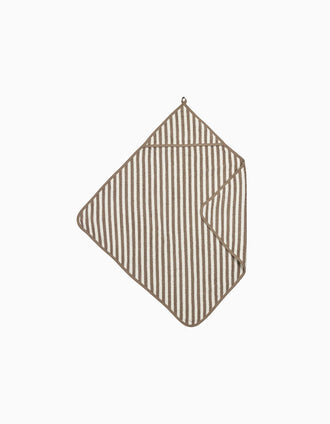 Toalla de Baño con Capucha a Rayas Meyco 75X75 Cm, Blanco/Taupe