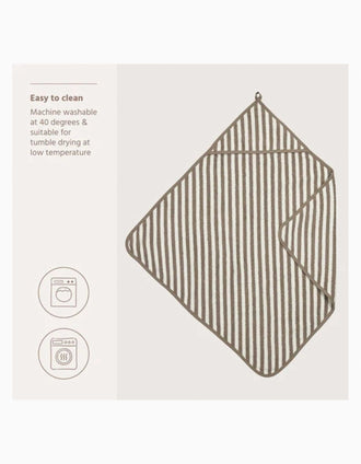 Toalla de Baño con Capucha a Rayas Meyco 75X75 Cm, Blanco/Taupe
