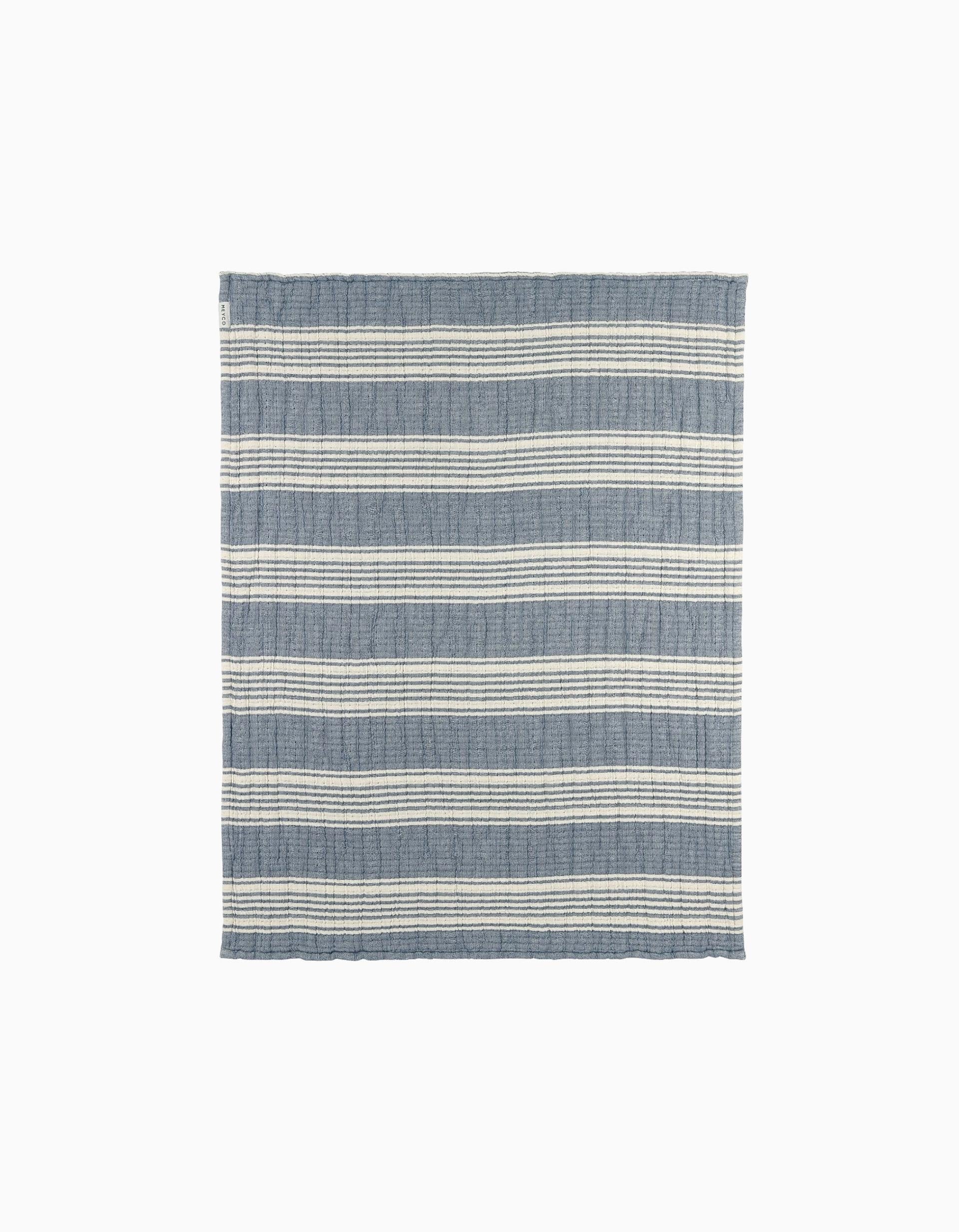 Couverture en Mousseline Meyco 75X100 cm, Stripes Indigo